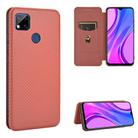 For Xiaomi Redmi 9C Carbon Fiber Texture Horizontal Flip TPU + PC + PU Leather Case with Card Slot(Brown) - 1