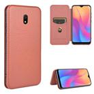For Xiaomi Redmi 8A Carbon Fiber Texture Horizontal Flip TPU + PC + PU Leather Case with Card Slot(Brown) - 1