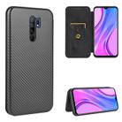 For Xiaomi Redmi 9 Carbon Fiber Texture Horizontal Flip TPU + PC + PU Leather Case with Card Slot(Black) - 1