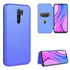 For Xiaomi Redmi 9 Carbon Fiber Texture Horizontal Flip TPU + PC + PU Leather Case with Card Slot(Blue) - 1