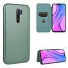 For Xiaomi Redmi 9 Carbon Fiber Texture Horizontal Flip TPU + PC + PU Leather Case with Card Slot(Green) - 1