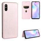 For Xiaomi Redmi 9A Carbon Fiber Texture Horizontal Flip TPU + PC + PU Leather Case with Card Slot(Pink) - 1