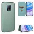 For Xiaomi Redmi 10X 5G Carbon Fiber Texture Horizontal Flip TPU + PC + PU Leather Case with Card Slot(Green) - 1