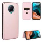 For Xiaomi Redmi K30 Pro Carbon Fiber Texture Horizontal Flip TPU + PC + PU Leather Case with Card Slot(Pink) - 1