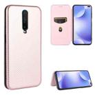 For Xiaomi Redmi K30 Carbon Fiber Texture Horizontal Flip TPU + PC + PU Leather Case with Card Slot(Pink) - 1