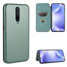 For Xiaomi Redmi K30 Carbon Fiber Texture Horizontal Flip TPU + PC + PU Leather Case with Card Slot(Green) - 1