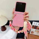 For Motorola Razr 50 Ultra Sparkling Diamond Rhombus PC Phone Case with Silk Scarf Bracelet(Pink) - 2