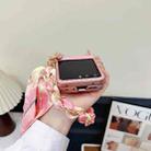 For Motorola Razr 50 Ultra Sparkling Diamond Rhombus PC Phone Case with Silk Scarf Bracelet(Pink) - 3