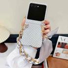 For Motorola Razr 50 Ultra Sparkling Diamond Rhombus PC Phone Case with Silk Scarf Bracelet(Silver) - 2