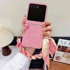 For Motorola Razr 50 Sparkling Diamond Rhombus PC Phone Case with Silk Scarf Bracelet(Pink) - 2