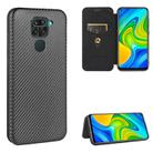 For Xiaomi Redmi Note 9 Carbon Fiber Texture Horizontal Flip TPU + PC + PU Leather Case with Card Slot(Black) - 1