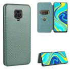 For Xiaomi Redmi Note 9S Carbon Fiber Texture Horizontal Flip TPU + PC + PU Leather Case with Card Slot(Green) - 1