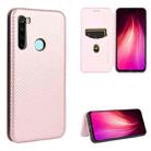 For Xiaomi Redmi Note 8T Carbon Fiber Texture Horizontal Flip TPU + PC + PU Leather Case with Card Slot(Pink) - 1