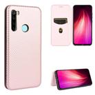 For Xiaomi Redmi Note 8 Carbon Fiber Texture Horizontal Flip TPU + PC + PU Leather Case with Card Slot(Pink) - 1