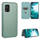 For Xiaomi Mi 10 Lite Carbon Fiber Texture Horizontal Flip TPU + PC + PU Leather Case with Card Slot(Green) - 1