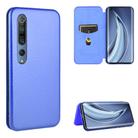 For Xiaomi Mi 10 5G Carbon Fiber Texture Horizontal Flip TPU + PC + PU Leather Case with Card Slot(Blue) - 1