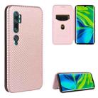 For Xiaomi Mi CC9 Pro Carbon Fiber Texture Horizontal Flip TPU + PC + PU Leather Case with Card Slot(Pink) - 1