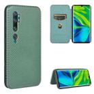 For Xiaomi Mi CC9 Pro Carbon Fiber Texture Horizontal Flip TPU + PC + PU Leather Case with Card Slot(Green) - 1