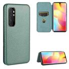 For Xiaomi Mi Note 10 Lite Carbon Fiber Texture Horizontal Flip TPU + PC + PU Leather Case with Card Slot(Green) - 1