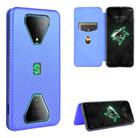 For Xiaomi Black Shark 3 Carbon Fiber Texture Horizontal Flip TPU + PC + PU Leather Case with Card Slot(Blue) - 1