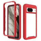 For Google Pixel 8 Starry Sky Solid Color Shockproof TPU Clear PC Phone Case(Red) - 1