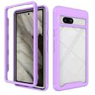 For Google Pixel 7a Starry Sky Solid Color Shockproof TPU Clear PC Phone Case(Purple) - 1