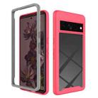 For Google Pixel 7 Pro Starry Sky Solid Color Shockproof TPU Clear PC Phone Case(Pink) - 1