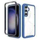 For Samsung Galaxy S24 FE 5G Starry Sky Solid Color Shockproof TPU Clear PC Phone Case(Dark Blue) - 1