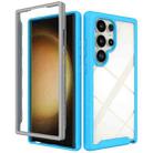 For Samsung Galaxy S24 Ultra 5G Starry Sky Solid Color Shockproof TPU Clear PC Phone Case(Sky Blue) - 1