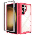 For Samsung Galaxy S24 Ultra 5G Starry Sky Solid Color Shockproof TPU Clear PC Phone Case(Pink) - 1