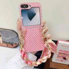 For Samsung Galaxy Z Flip6 5G Sparkling Diamond Rhombus PC Phone Case with Silk Scarf Bracelet(Pink) - 2