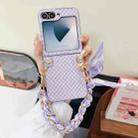 For Samsung Galaxy Z Flip5 5G Sparkling Diamond Rhombus PC Phone Case with Silk Scarf Bracelet(Purple) - 2