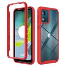 For Motorola Moto E13 Starry Sky Solid Color Shockproof TPU Clear PC Phone Case(Red) - 1