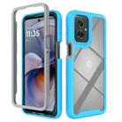 For Motorola Moto G55 Starry Sky Solid Color Shockproof TPU Clear PC Phone Case(Sky Blue) - 1