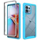 For Motorola Edge+ 2023 Starry Sky Solid Color Shockproof TPU Clear PC Phone Case(Sky Blue) - 1