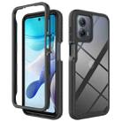 For Motorola Moto G 5G 2023 Starry Sky Solid Color Shockproof TPU Clear PC Phone Case(Black) - 1