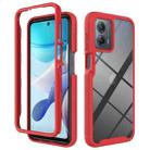 For Motorola Moto G 5G 2023 Starry Sky Solid Color Shockproof TPU Clear PC Phone Case(Red) - 1