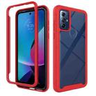 For Motorola Moto G Play 2023 Starry Sky Solid Color Shockproof TPU Clear PC Phone Case(Red) - 1