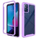 For Motorola Moto G Play 2023 Starry Sky Solid Color Shockproof TPU Clear PC Phone Case(Purple) - 1