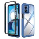 For Motorola Moto G14 Starry Sky Solid Color Shockproof TPU Clear PC Phone Case(Dark Blue) - 1