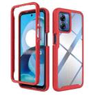 For Motorola Moto G14 Starry Sky Solid Color Shockproof TPU Clear PC Phone Case(Red) - 1