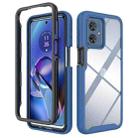 For Motorola Moto G54 Starry Sky Solid Color Shockproof TPU Clear PC Phone Case(Dark Blue) - 1