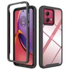 For Motorola Moto G84 Starry Sky Solid Color Shockproof TPU Clear PC Phone Case(Black) - 1