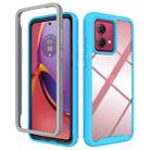 For Motorola Moto G84 Starry Sky Solid Color Shockproof TPU Clear PC Phone Case(Sky Blue) - 1