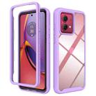 For Motorola Moto G84 Starry Sky Solid Color Shockproof TPU Clear PC Phone Case(Purple) - 1