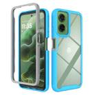 For Motorola Moto G35 Starry Sky Solid Color Shockproof TPU Clear PC Phone Case(Sky Blue) - 1