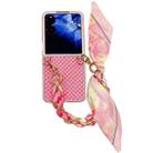 For Xiaomi Mix Flip Sparkling Diamond Rhombus PC Phone Case with Silk Scarf Bracelet(Pink) - 1
