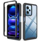 For Redmi Note 12 Pro 5G Starry Sky Solid Color Shockproof TPU Clear PC Phone Case(Black) - 1