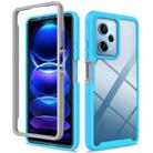 For Redmi Note 12 Pro 5G Starry Sky Solid Color Shockproof TPU Clear PC Phone Case(Sky Blue) - 1