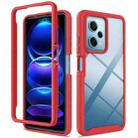 For Xiaomi Poco X5 Pro Starry Sky Solid Color Shockproof TPU Clear PC Phone Case(Red) - 1